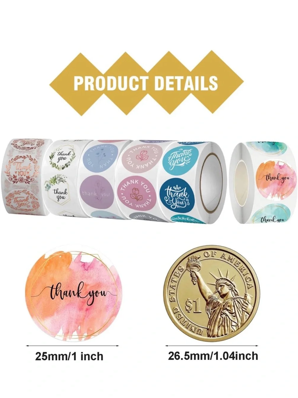 500 Piece Thank You Sticker Roll 🌸 Choose Your Design!